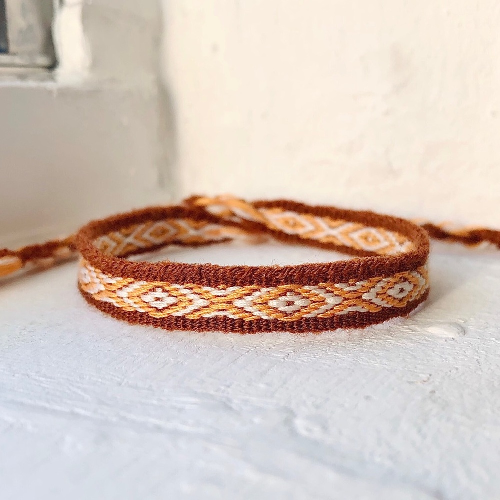 Light Brown & Orange Boho Woven Bracelet